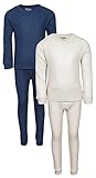 'Snozu Boys 2-Pack Thermal Warm Underwear Top and Pant Set, Navy/Natural, Size 10/12'