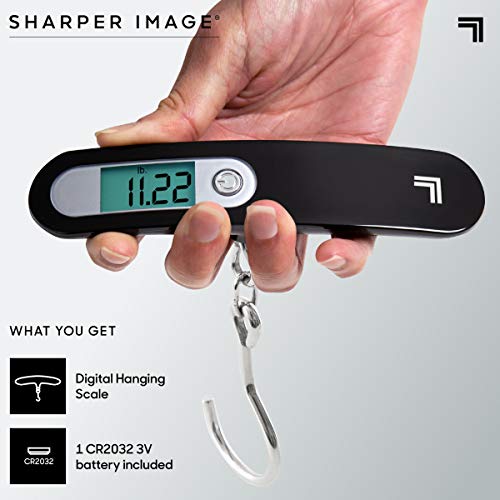 SHARPER IMAGE Digital Hanging Luggage Scale, Best Portable Compact Hand