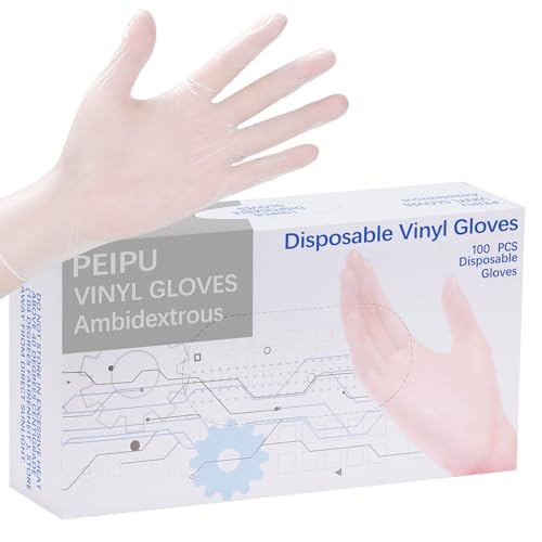 PEIPU Vinyl Disposable Gloves,Powder Free,Cleaning Service Gloves, Latex Free