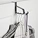 mDesign Modern Over Door Valet Hook - Multi Hanging Storage Garment Organizer Hanger Rack - Single Hooks for Coat, Hoodies, Hat, Scarves, Purse, Belt, and Bath Robe - 3 Pack - Charcoal Gray