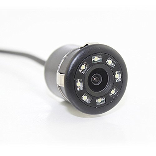 Mini Car Rear View Camera Night Vision Backup Camera with Waterproof IP67 Color CMOS 8 LED Lights Flush Mount 170 Viewing Angle