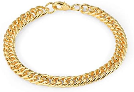 MADY Hip Hop Cuban Chain 18K Gold Plated 8mm Alloy Link Bracelet