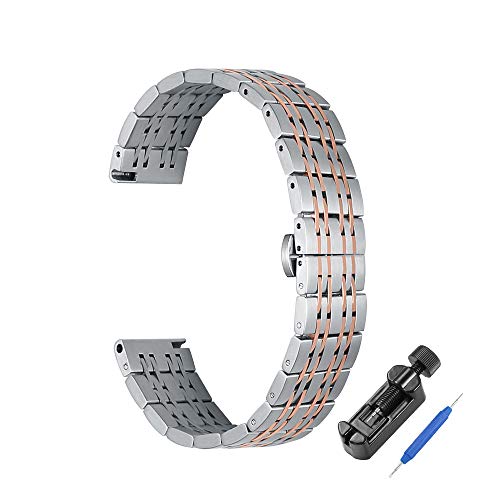 22mm Watch Band Stainless Steel Metal 22mm 20mm 18mm iStrap Replacement Bracelet Strap for Men's Women's Watch Rose Gold