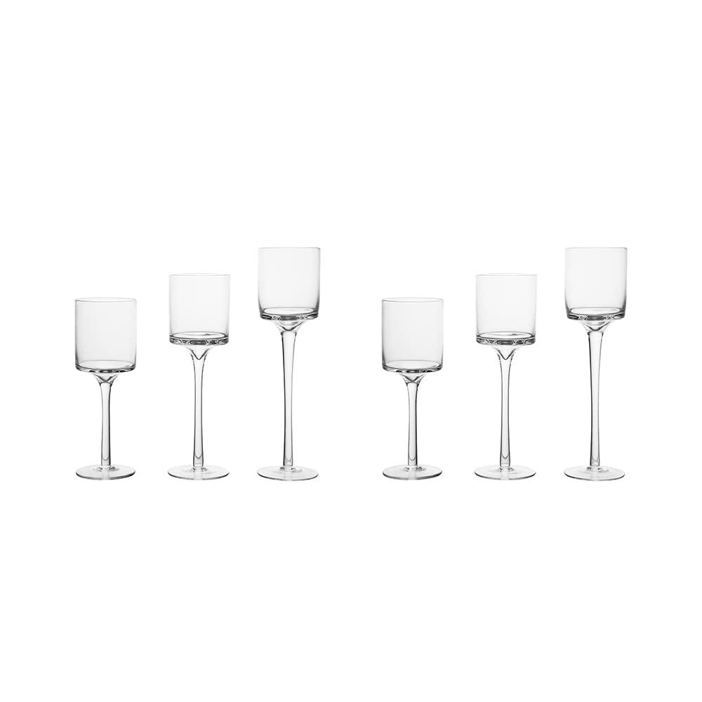 Photo 1 of 2 Sets (6 Pcs) Candlestick & Tealight Candle Holders Tall High Elegant Clear Glass Tealight Holder Suitable for Candles Under 6cm (2.36") in Diameter Fit Home Party Wedding Table Centerpiece Decor