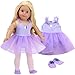 Sophia's Complete Two-Piece Ballet Outfit with Sparkling Leotard, Attached Tulle Overskirt, & Matching Satin Slippers for 18” Dolls, Lavender