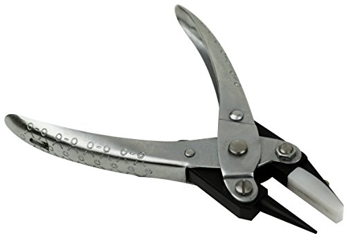 140 mm Flat and Round Nose Parallel Pliers w/ Extra Nylon Jaw Non-Marring Jewelry Making Repair Wire Forming and Bending Tool