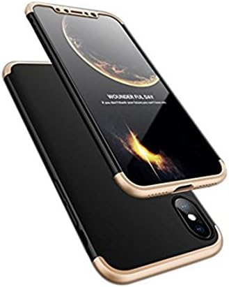 Samhe iPhone X Case 3 In 1 Ultra Thin Anti-Scratch 360 Degree Full Protection Hard Cover Case With Screen Protector For Apple iPhone X (Gold+Black+Gold)