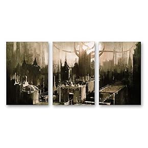 Canvas Wall Art Abstract Dream Place Landscape Painting Artwork for Home Prints Framed - 16"x24" x 3 Panels