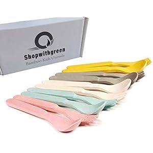 Bamboo-Kids-Spoons-Forks-Set-for-Baby-Feeding-Dinnerware-Utensils-Pack-for-Children-Dishwasher-Safe-Natural-Tableware-Plastic-Free-Set-of-10 Bamboo Kids Spoons & Forks Set for Baby Feeding - Dinnerware Utensils Pack for Children, Dishwasher Safe - Natural Tableware, Plastic Free, Set of 10