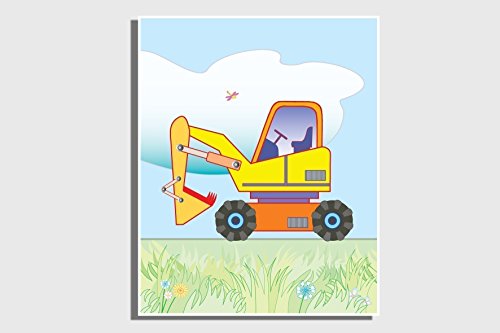 Custom Name Initial Nursery Wall Letters Little Boys Bedroom Transportation Decor Nursery Farm Vehicles Red Tractor Dump Truck Digger 8 x 10 inches Set of 4 Prints - Thumbnail 3