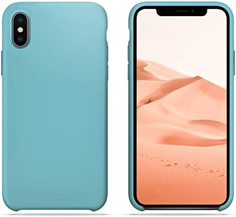 iPhone X Ten Case HONUA [BacktoBasics] Liquid Silicone Case Inner Silky Soft-Touch Microfiber Cloth Lining Gel Rubber Case for Apple iPhone X (2017), Turquoise