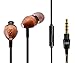 VASLON Premium Wood Wired Earphones Earbuds Headphones with Microphone and Inline Control,Stereo Bass Noise-isolating Corded Headsets Wooden in-Ear Earphone Earbud Headphones with MIC & Line Control.