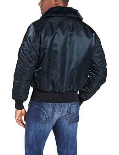 Alpha Industries Men's B-15 Nylon Flight Jacket, Replica Blue, Medium
