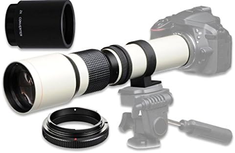 500mm f/8 Manual Telephoto Lens for Nikon D7000 D7100 D5200 D5000 D5100 D90 D80 D70 D60 D40 D40X D3S D300S D3000 D3200 D5200 D3X Cameras - White