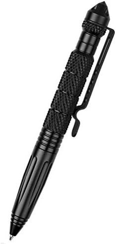 Tactical Pen Personal Defence Device Emergency Glass Breaker Black Ball Point DNA Collector-HEYFIT Aircraft Aluminum Material Device Survival Self Defense Pen Safety Tool Durable Portable