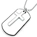 KONOV Mens Womens Army Style Cross Dog Tag Pendant Necklace, 27 inch Chain, White Silver