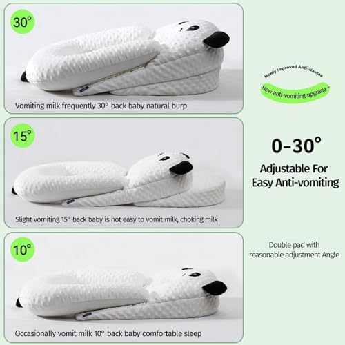 Nursing Pillow for Baby Feeding & Sleep - Soft Comfort Design with Removable Washable Cover, Gentle Incline to Ease Discomfort, Cozy Lounger for Infants, Newborn Essentials Gift Set (White)