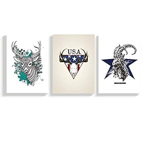 3 Panel Canvas Wall Art Hand Drafted Deer Canvas Prints Painting Wall Decor for Living Room Wooden Framed Home Decorations - 16"x24" x 3 Panels