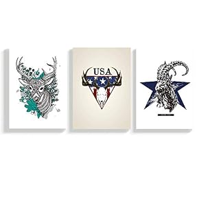 3 Panel Hand Drafted Deer Painting Wall Decor...