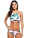 Ekouaer High Neck Halter Bikini Top Floral Swimsuits Two Piece Bathing Suits Triangle Bottoms for Women Teen Juniors XS-XXL