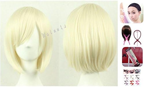 Amazon Eleeje コスプレ ウィッグ 選べる カラー ガーリー な ショート ボブ 男女兼用 ハロウィン 仮装 コミケ 夏フェス イベント で 大活躍 便利 な ネット スタンド付き ミルキーホワイト コスプレ 仮装 通販