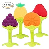 PROMENE Baby Teether Toys (4 Pack) - Soft Silicone Fruit Teething Toys Set For Toddlers & Infants, Baby Gum Massager