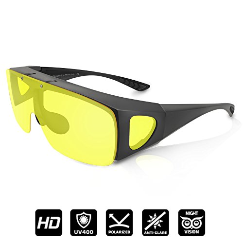 Knight Visor Fitover Wraparounds Polarized Night Driving HD Glasses for