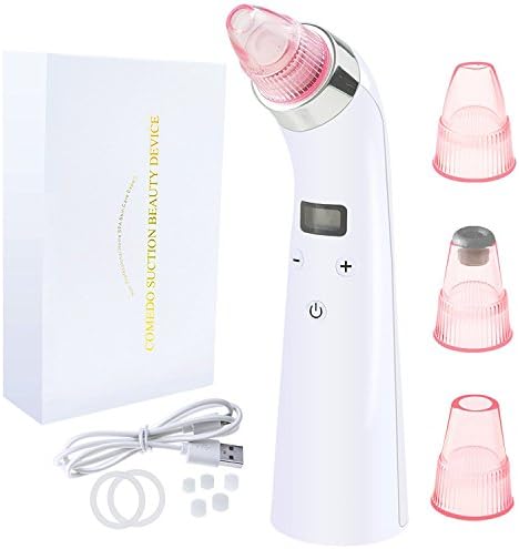 Guisee Blackhead Remover Pore Vacuum Portable Electric Facial Pore Suction Cleaner Microdermabrasion, USB Rechargeable with 4 Multi-Functional Probe Vacuum Extraction Tool (Pink)