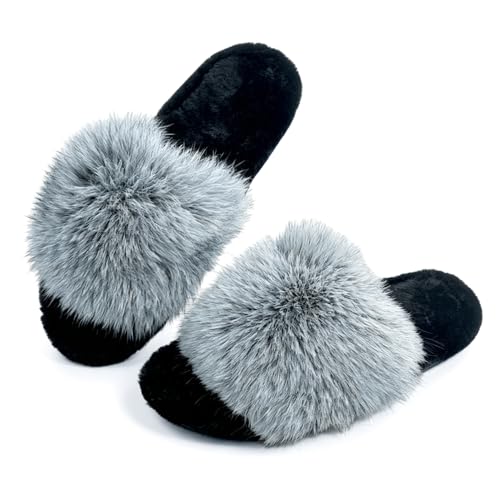 Furry Open Toe House Slippers