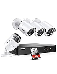 ANNKE 8-Channel HD 1080 N Sistema de seguridad DVR de vídeo con disco duro de 1 TB y cámaras (4) HD 960P Interior exterior con IP66 Resistente a la intemperie Vivienda y IR Visión Nocturna