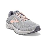 Brooks Womens Ravenna 10 Running Shoe - White/Grey/Pale Peach - B - 9.0