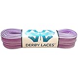 Derby Laces Striped - Flat, 10mm Wide, for Boots, Skates, Roller Derby, and Hockey Skates (Purple and White, 120 Inch / 305 cm)