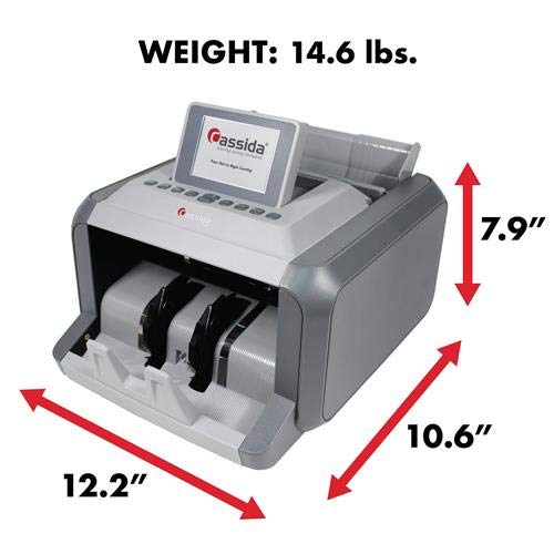 Cassida 7750R Mixed Denomination Money Counter Machine and Value Bill Reader with Counterfeit Detector UV, MG, Infrared, Size & Image Recognition