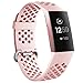Wepro Band Compatible with Fitbit Charge 4 Bands for Women Men, Compatible with Fitbit Charge 3 Bands, Waterproof Breathable Holes Sport Strap for Charge 4/Charge 3/Charge 3 SE, Small, Pink Sand