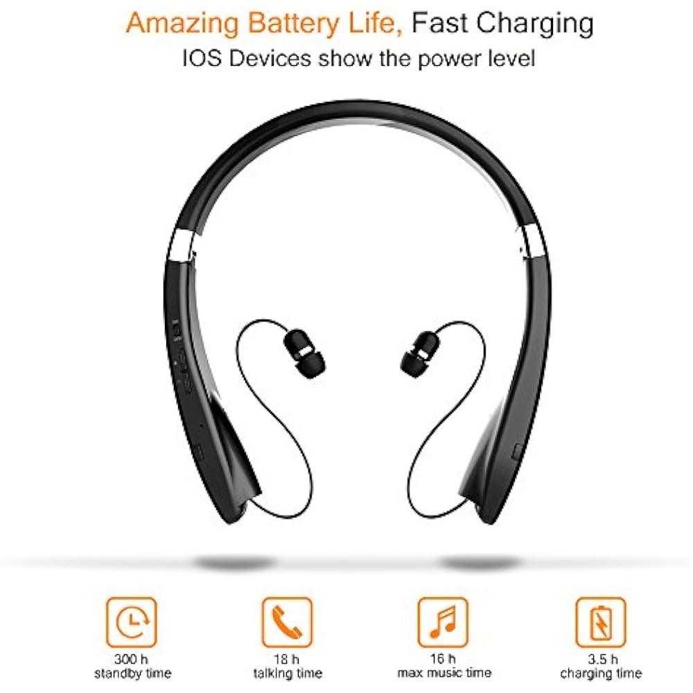 Foldable Bluetooth Headset, Beartwo Lightweight Retractable Headphones