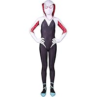 Kids Toddler Spider Verse Miles Morales Gwen Jumpsuit Bodysuit Black Spider Tights Zentai Costume (Gwen, Child XXL/140-150 cm)