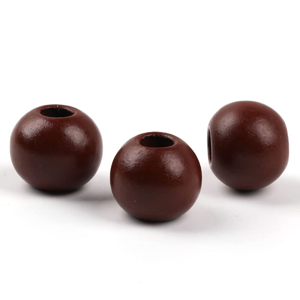 Oneyijun 50 Pcs Large Wooden Beads 20mm Natural Round Wood Beads Loose Beads, for Handmade Garlands Home Decorations Jewellery Making DIY Hand Crafts (Brown) (OYJWoodBead1-brown)