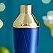 VonShef Blue Gold Cocktail Shaker, 21oz Capacity, Brushed Gold Etched Design, Bartender Set Gift Box & Double Ended Jigger Included