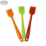 BRIESLY Set of 3 Silicone 8.1" Heat Resistant Basting Pastry Brushes - Perfect for BBQ, Grilling, Baking, Marinating Meat, Steaks, Spring Rolls