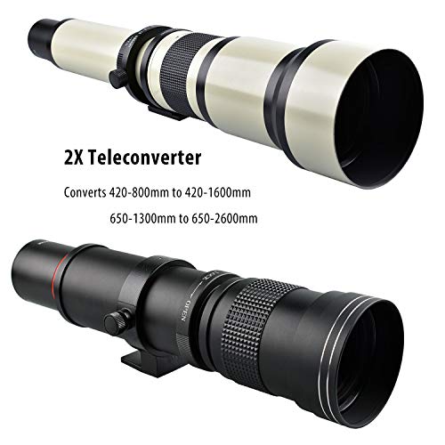 Lightdow 2X Teleconverter Magnification Lens Converter for T Mount 420-800mm 650-1300mm 500mm 800mm 900mm Mirror Telephoto Zoom Lenses