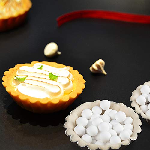 AQIMY Baking Ceramic Pie Weights 10mm Reusable Pie Crust Weights Natural Ceramic Stoneware with Drawstring Bag, 1.2LB