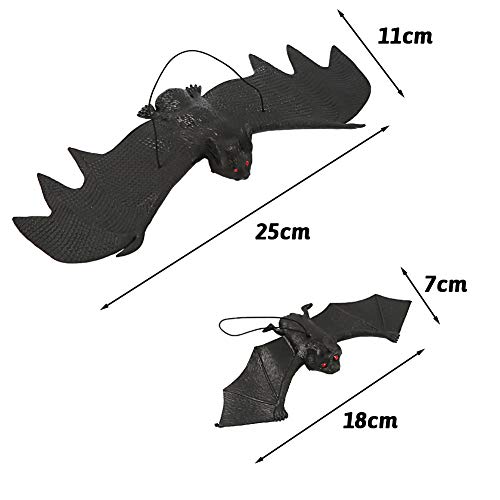 HAKACC Halloween Fledermäuse, 8 Stück Hängende Fledermäuse Realistische Gespenstische Fledermause Hängende Spuk-Gummi für Halloween Party Dekoration Kostüme
