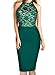 WOOSEA Women's Elegant Sleeveless Floral Lace Vintage Midi Cocktail Party Dress,Green,Medium