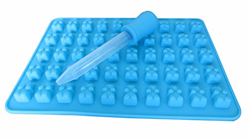 2 Pack 50 Cavity Silicone Gummy Bear Candy Chocolate Mold With a Bonus Dropper Making Cute Gift For Your Kids