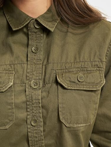 Women Vintage Shirt Long Sleev, Farbe: Olive, Größe: XS