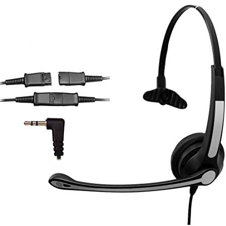 Voistek Mono Call Center Handsfree Telephone Corded Headset with 2.5mm Jack for GXP2000 Polycom Cisco Linksys Panasonic Office IP Phones (S10TP25MM)