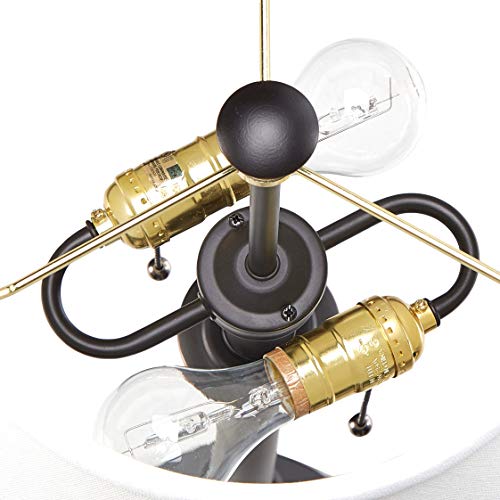 Kenroy Home Floor Lamp with Bronze Finish, Dual On/Off Pull Chains, 60 Inch Height, White Natural Linen Shade