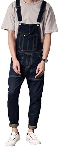Denim Men's Casual Slim Bib Pocket Vintage Jumpsuits