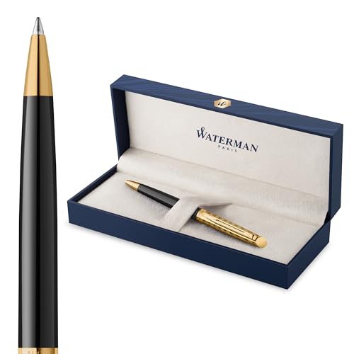 Waterman Hemisphere Ballpoint Pen | The Opera Collection | Medium Point with Blue Ink Black & Gold | Gift Box