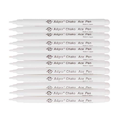 Air Erasable Fabric Marking Pen Disappearing Ink Makring Pen Fabric Marker Water Soluble Ink for Embroidery Cross Stitch Handicarft Needlework Quilting Tracing and Stitching, White Ink, Pack of 12